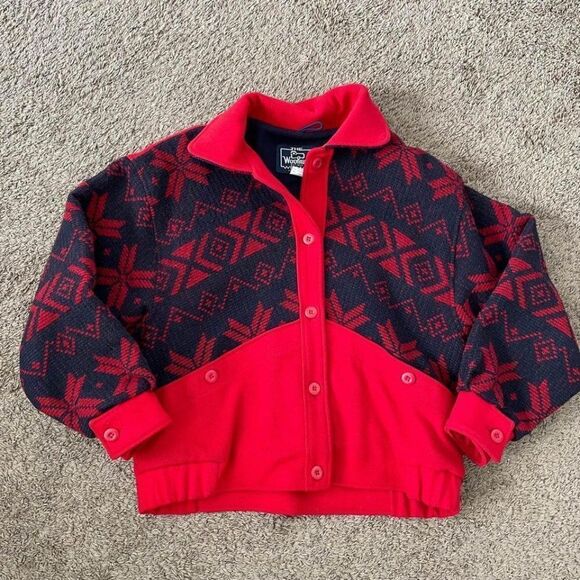 Woolrich pure wool M red button jacket - Picture 1 of 6